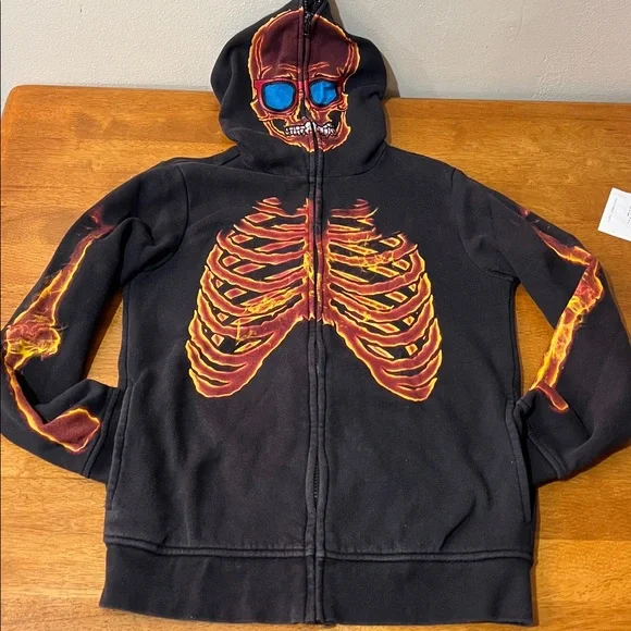 Tony Hawk  Skeleton Hoodie - Black and Orange Size Medium - Picture 2 of 11